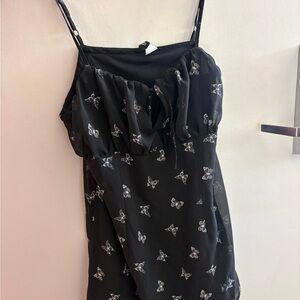 H&M Black Dress with White Butterfly print